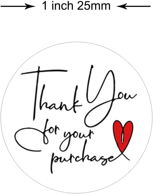 500pcs 1 inch Thank You for Your Purchase Labels with Red Heart Small Business Retail Store Envelope Seals Stickers for Packing Wraps - Mysuevin (White) thumbnail