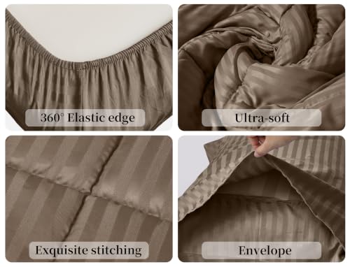 Image of ZPECC Toddler Bedding Set - 4 Piece Hypoallergenic Baby Crib Bedding Set for Boys and Girls, Includes Toddler Comforter, Flat Sheet, Fitted Sheet and Pillowcase, Brown