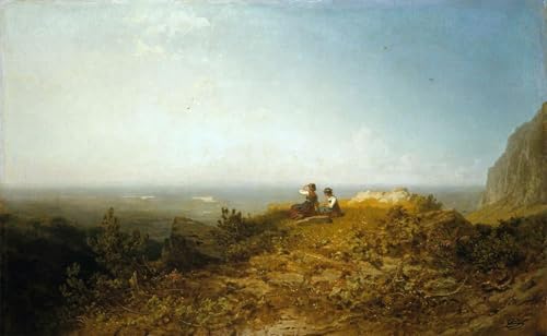 Tableaux Graffiti Art Mural Deux filles au pâturage Carl Spitzweg 60x90cm