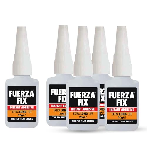 Piranha Fuerza Fix Instant Adhesive (5 x 20ml) – High-Strength Clear Cyanoacrylate Super Glue with Precision Nozzle for Metal, Plastic, Wood, Rubber, Ceramic & DIY Repairs