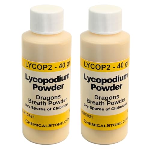 Lycopodium Powder - (40gr Pack of 2) - CHEMICALSTORE.COM- Club Moss Spores - Dragon's Breath, Yellow Pale