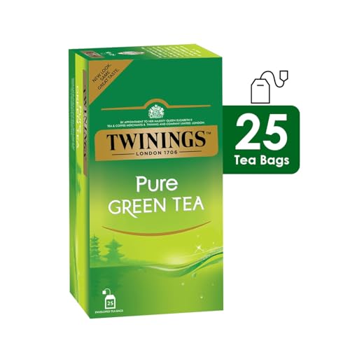 Image of Twinings Pure Green Tea, 25 Tea Bags| Pack of 1| Perfectly Balanced & Refreshing Taste| Handpicked Green Tea Leaves| Enjoy a Hot Cup of Tea