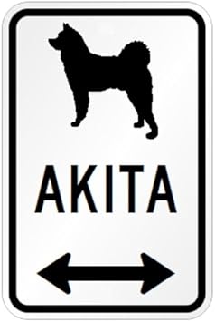 Amazon Co Jp Akita マグネットサイン ホワイト 秋田犬 大 シルエットイラスト 矢印 英語標識デザイン Water Resistant Uv Coat U S 服 ファッション小物