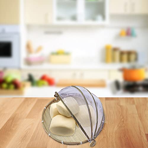 Cesta de bambu para servir alimentos, cesta redonda de bambu com tampa, 1 bandeja de servir comida d