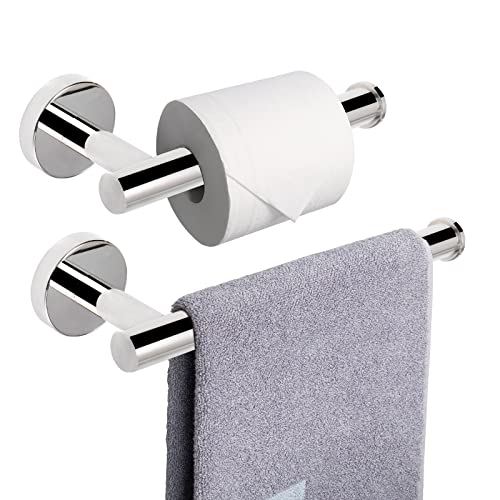 NearMoon Portarrollos de Papel higiénico de baño + toallero de Mano, Juego de 2 Piezas de Accesorios de baño, Soporte para Rollo de Papel higiénico de Acero Inoxidable 304 toallero