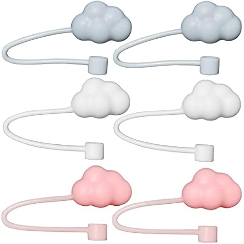 Silicone Straw Cover 6Pcs Straw Covers Cap Straw Tips Cover Straw Covers for 7mm-8mm Reusable Straws Cloud Shape Straw Protector, Reusable Straw Tips Lids for Straws (Cloud, 7mm-8mm) Cover