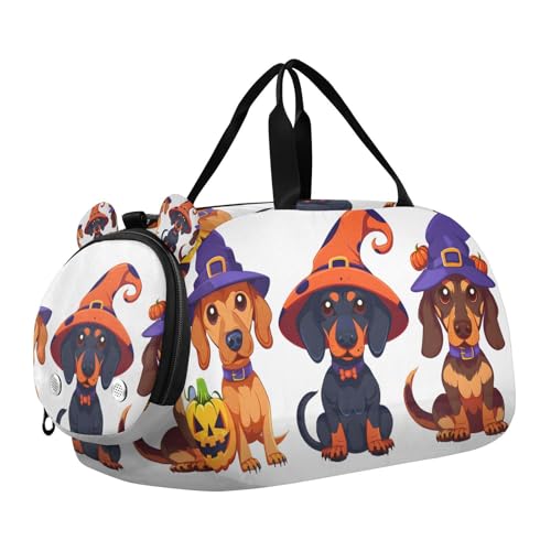 Duffle Bag for Boys or Girls with Shoes Compartment, Three Pumpkin Dog Sports Travel Bag Overnight