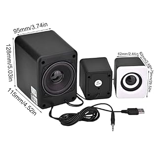 Haut-parleurs d'ordinateur pour, Mini USB 2.1 Filaire Combinaison Haut-Parleur Basse PC de Portables Alimenté Musique Subwoofer Téléphone Portable Blanc par Enceintes bibliothèque - Moniteurs proxim – Image 5