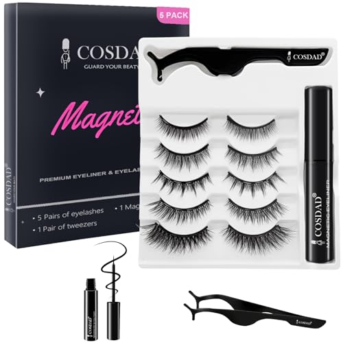 Magnetic Eyelashes with Eyeliner Set, No Glue Magnetic Lashes, Comfortable Reusable False Eyelashes for All Day Wear