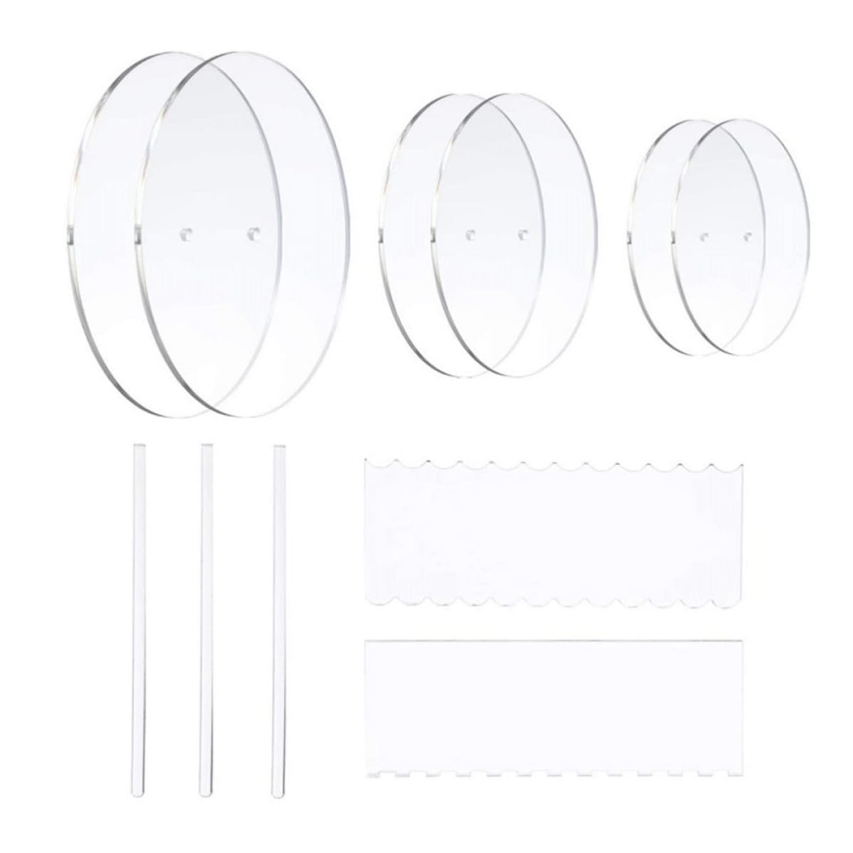 D'accessoires de Pâtisserie et Racloirs à Gâteaux Set de 11 Pièces en Acrylique Disques Ronds pour Amateurs de Pâtisserie en Cuisson