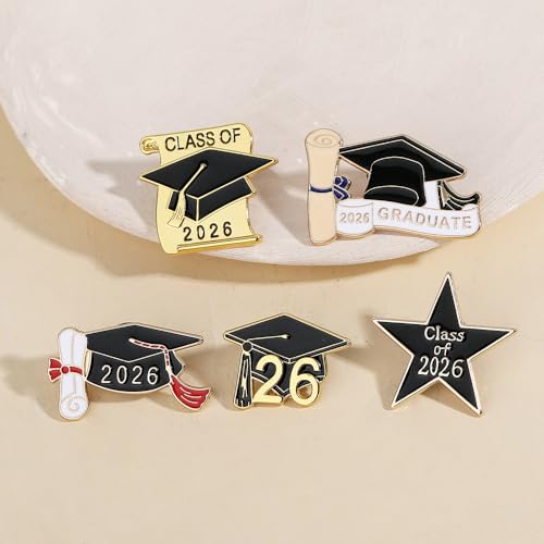 Image of 2026 Graduation Brooch Pin Graduation Cap Enamel Badges Class of 2026 Last Day of School Teacher Students Accessories