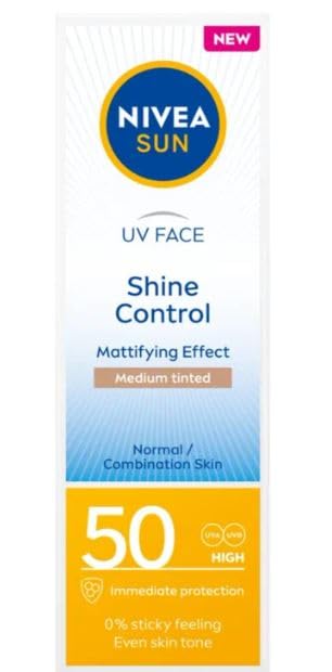 NIVEA SUN Matting Face Cream Lightweight Daily Face Cream, Smooth Finish Formula for Shine Control, Non-Greasy Texture, Compact Travel Size Tube, 50 ml (1.69 fl oz)