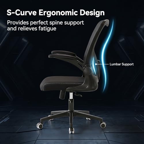 Image of Ergonomic Office Desk Chair, 90-125 Tilt Back Home Desk Chair with 360 Swivel & Mute Wheels, High Back Mesh Computer Chair for Adults with Lumbar Support, 330 LBS Capacity (01Black)