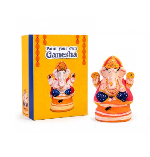 Image of Little Birdie Ganesha Diy Craft Kit|Paint & Decorate Your Own Ganesha /Ganpati|Paper Mache Ganesha Kit For Home & Office Temple Decor|Gifts For Ganesh Chaturthi,Diwali-9 X 6Inch (Orange)