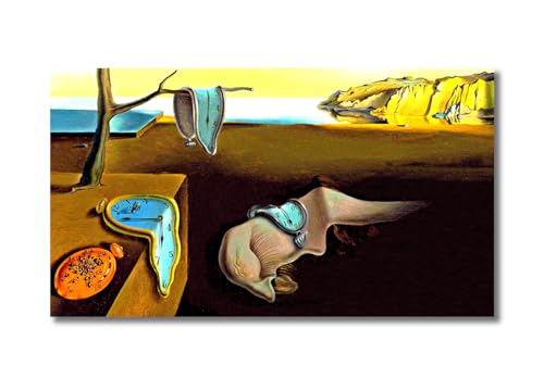 Image of Sikhash Salvador Dali Canvas Paintings | The Persistence of Memory Surrealist Art | Famous Artist Paintings Wall Art for Home | 14x8 Inches Unframed