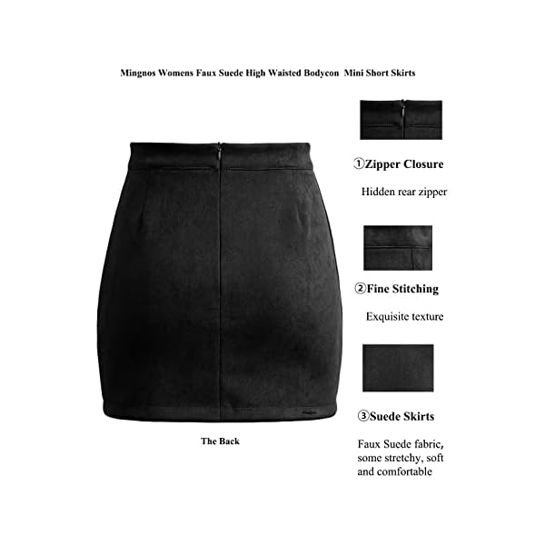 Mingnos Womens Faux Suede Leopard Print High Waisted Bodycon A-Line Mini Short Skirts - Image 5