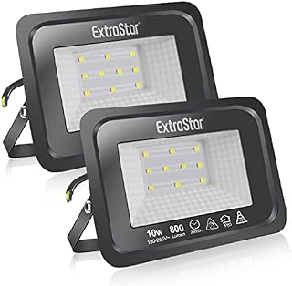 EXTRASTAR 30W LED Floodlight Outdoor, 2400LM Super Bright LED Security Lights, IP65 Waterproof Flood Light Wall Lights for Garden, Garage, Warehouse, Backyard and More - 6500K Daylight, 2 Pack