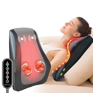Snailax Back Massager for Back Pain Deep Tissue, Shiatsu Lower Back Neck Massager with Heat, 3D Kneading Massage Pillow for Neck Shoulder Legs, Gifts for Mom, Dad, Women