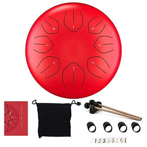 Steel Tongue Drum 8 Inch 8 Notas Rojo miniatura 6