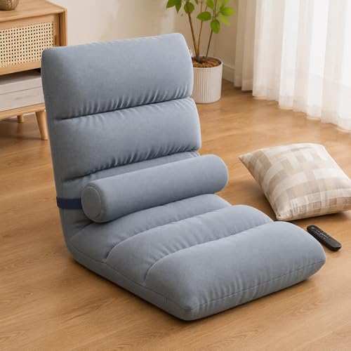 Fauteuil de sol avec dossier inclinable réglable gris Gralara - 7