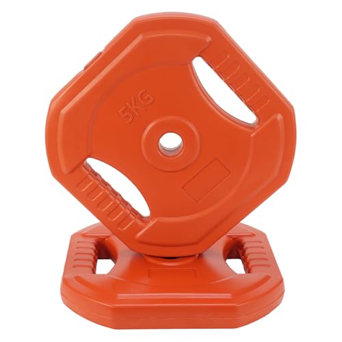 Disco de Pesas 5 kg Naranja – HDPE Alta Densidad + Arena Hierro – Doble Mango Ergonómico – Compatible Barra 25 mm – Uso en Casa o Gimnasio (Naranja)