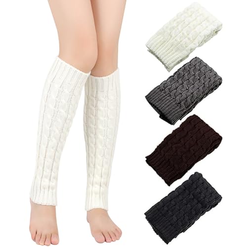 Recopilación de Calentadores para Mujer los preferidos por los clientes. 45 4 Pares De Calcetines Largos De Punto Trenzado Para Mujer - Calentadores de Piernas (Negro, Blanco, Café, Gris Oscuro) Calientitos, Cómodos, Calcetines Invierno Frío Adecuado En...