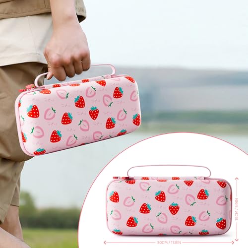 Image of PAWDIARY for Nintendo Switch 2(2025) Pink Carrying Case Protector, Girly Strawberry Switch 2 Travel Bag with 10 Game Card Slots, Adjustable Shoulder Strap, Cute Large Capacity Accessories Storage