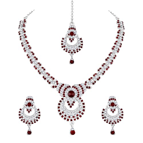 Image of Atasi International Delightful Rhodium Silver Plated Alloy Choker Necklace Set For Women