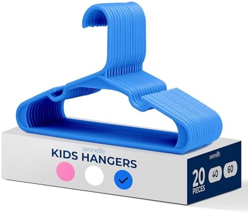 SereneLife 20 Pack Plastic Kids Hangers – Non-Slip & Space-Saving for Infant, Toddler & Newborn Clothing, Durable Baby Hangers for Closets, Organizing Clothes (Blue) SereneLife 20 Pack Plastic Kids Hangers – Non-Slip & Space-Saving for Infant, Toddler & Newborn Clothing, Durable Baby Hangers for Closets, Organizing Clothes (Blue)