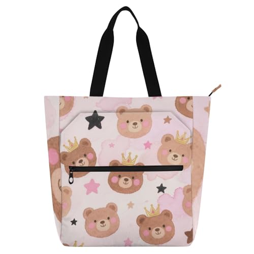 Bolsa de mano de oso de peluche marrón impermeable para clases de piano y escuela