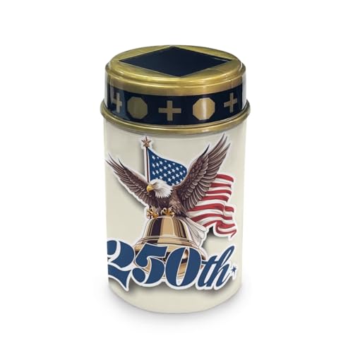 Image of Poceacles Eagle American Flag 250th Print Solar Candle Cemetery Solar Lights for Grave LED Garden Flameless Powered Pathway Lights for Independence Day USA 250th Anniversary Decor