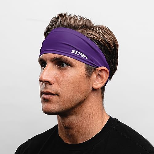 Image of Suddora Solid Color Wide Headband /Sweatband - Workout, Football, Soccer, Yoga (Purple)