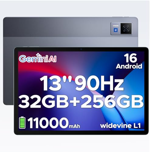 DOOGEE U13 Tablet Andriod 16, Tablet 13 Pollici 11000 mAh Batteria, Tablet Gaming Octa-Core, 32 GB RAM+256 GB ROM/2 TB, Gemini AI 7,5 mm Corpo Metallico, 13 MP Fotocamera/Widevine L1/Face ID/FM/BT5.0