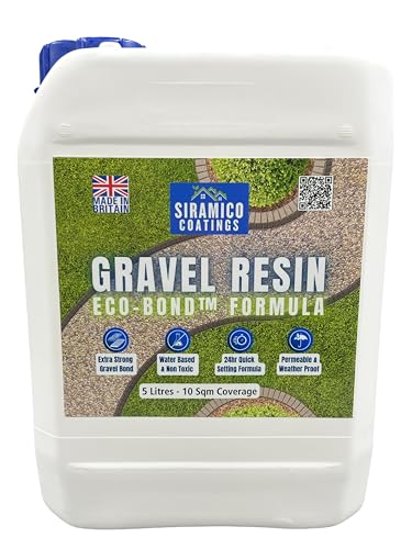 GRAVEL RESIN ECO-Bond™ | 5 litres | Premium Glue Binder Holder for Gravel, Stone, Bark, Rubber & Mulch for Landscaping Borders, Patios & Garden Paths. Non Toxic & Pet Friendly