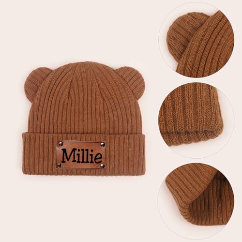 Personalized Name Newborn Beanie Hat, Custom Warm Newborn Hats, Personalized Winter Knit Hats for Infant Baby3