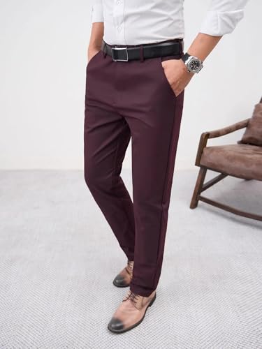 Men's Dress Pants - Solid Black All-Season Business Trousers, Regular Fit4