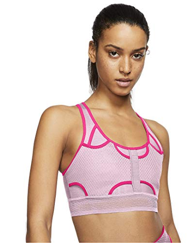 Nike Women's Medium-Support Non-Padded Swoosh UltraBreathe Sports Bra Pink Small