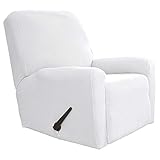 Easy-Going Recliner Stretch Sofa Slipcover Sofa Cover 4-Pieces Furniture Protector Couch Soft with Elastic Bottom Kids, Spandex Jacquard Fabric Small Checks(Recliner,Snow White)