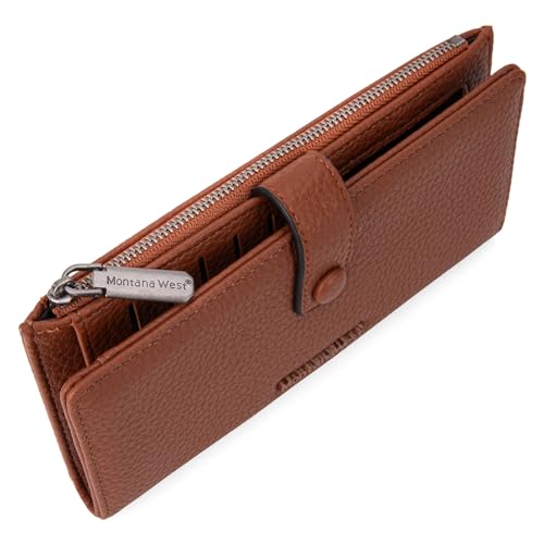 Image of Montana West Wallet Women RFID Blocking Wallets, Card Cases & Money Organizers Wallets with Zipper Coin Pocket, 3 Brown, 7.8 inch * 4.8 inch * 1.5 inch, Vintage