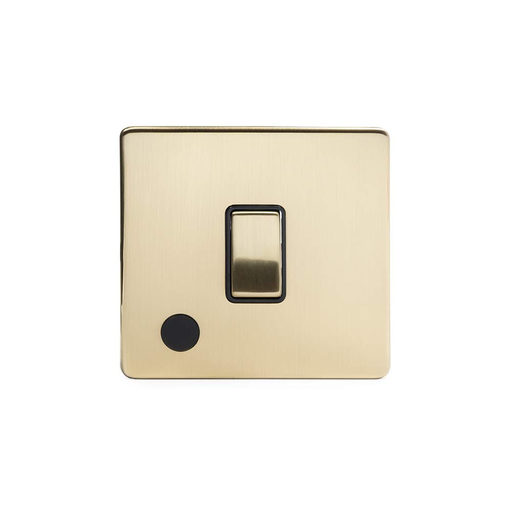 Soho Lighting Brushed Brass Gold 1 Gang 20A Double Pole Switch Flex Outlet Blk Ins Screwless