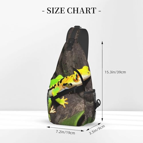 Mochila cruzada MyPiky con estampado de geckos verdes miniatura 3