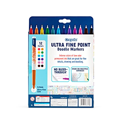 Crayola Ultra Fine Point Markers (12ct), No Bleed Markers for Adult Coloring Books, Doodle Art Marker Set, Lettering, Calligraphy, Drawing - image 7