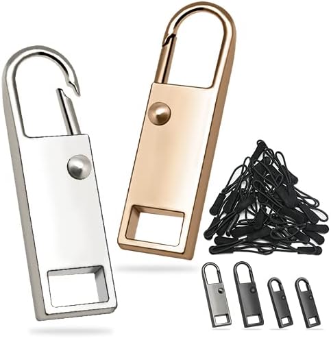 24PCS Zipper Pull - Zipper Pull Replacement, Zipper Puller Helper, Zipper Repair Kit, Detachable Metal Zipper Pull Tab & Nylon Zipper Pull Cord, Zipper Slider Replacement, Zipper Fixer by Red Snail