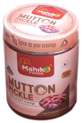 Image of MAHIKA FOODS Andhra Style Homemade Fresh Mutton Pickle 500 Gram, Gosht Ka Achar Authentic Taste of Tradition, Spicy, with No Added Preservatives