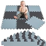 LittleTom 9 Teile Spielmatte Baby Puzzlematte ab Null - 30 x 30 cm Krabbelmatte Bodenmatte Kinder - Puzzle Teppich Kinderzimmer Matte - Outdoor Bodenschutzmatte Spielteppich - EVA Schaumstoff Isomatte