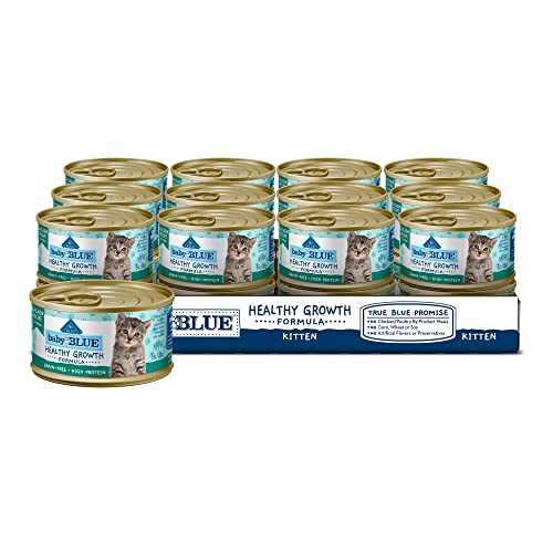 Blue Buffalo Baby Blue Healthy Growth Formula Grain Free High Protein, Natural Kitten Pate Wet Cat Food, Chicken Recipe 3-oz Cans (Pack of 24)