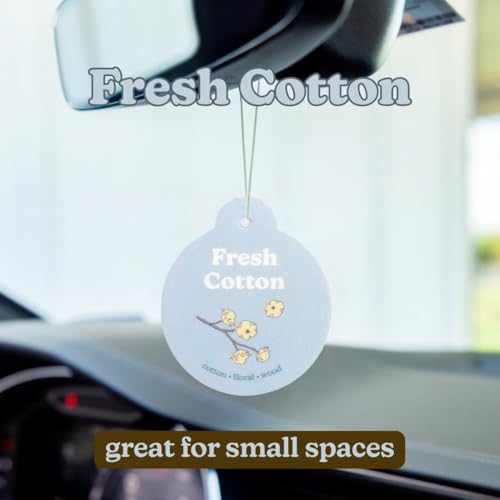 Image of Happy Wax Fresh Cotton Car Charms 4-Pack - Scent Notes: Cotton, Floral and Wood