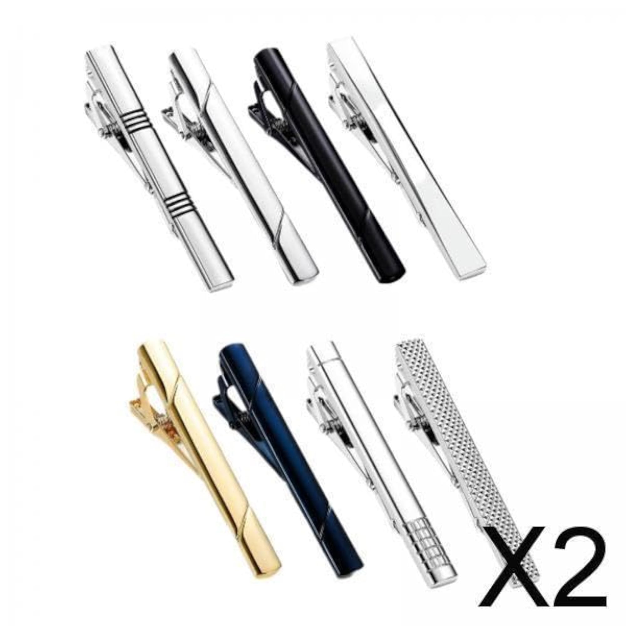 2x8Pcs Tie Clips Set for Men