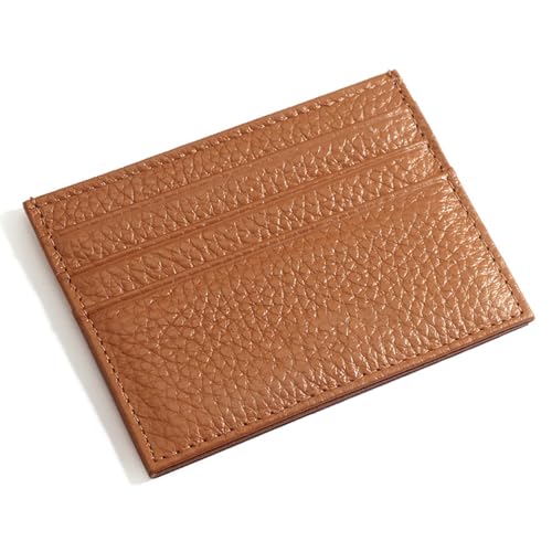 Image of M-Plateau Super Slim Genuine Leather Credit Card Wallet | Card Holder, Small Wallet for Man and Women with 6 Card Slots and 1 Pocket (Brown)