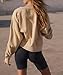 INFITTY Womens Casual Loose Fleece Crewneck Pullover Sweatshirts Long Sleeve Crop Tops Athletic Shirts Trendy Apricot XL